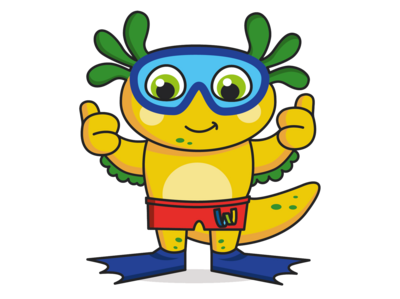 Das Fantasiewesen Flossi, das Maskottchen des Bostalsees.